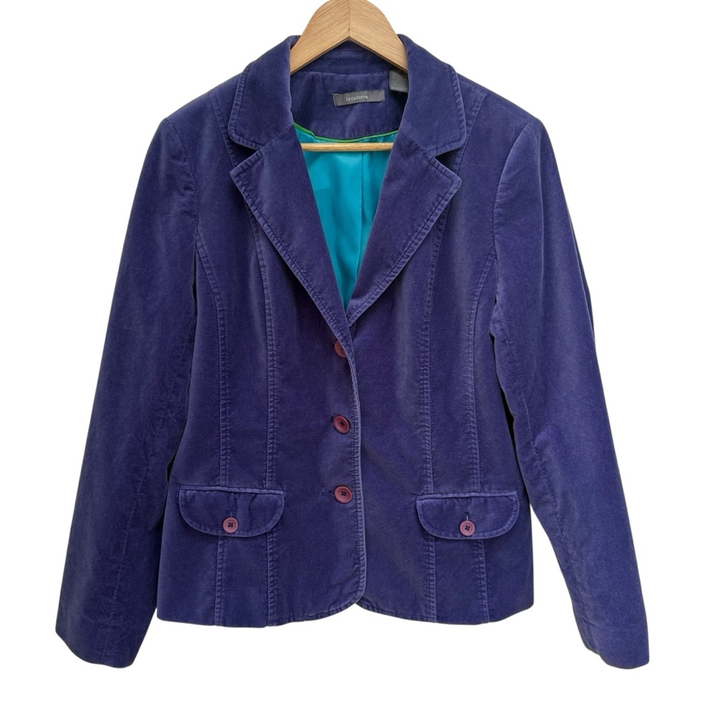 Liz Claiborne Purple Velvet Blazer Women’s Size 14 - Picture 2 of 11